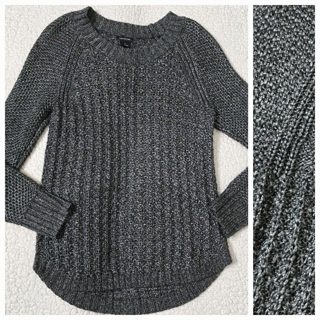 Calvin Klein Metallic Crewneck Knit Sweater Size M